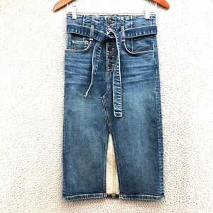 Veronica Beard Jeans Marlene Corset Waist Jean Skirt Womens 2 Blue Denim Belted